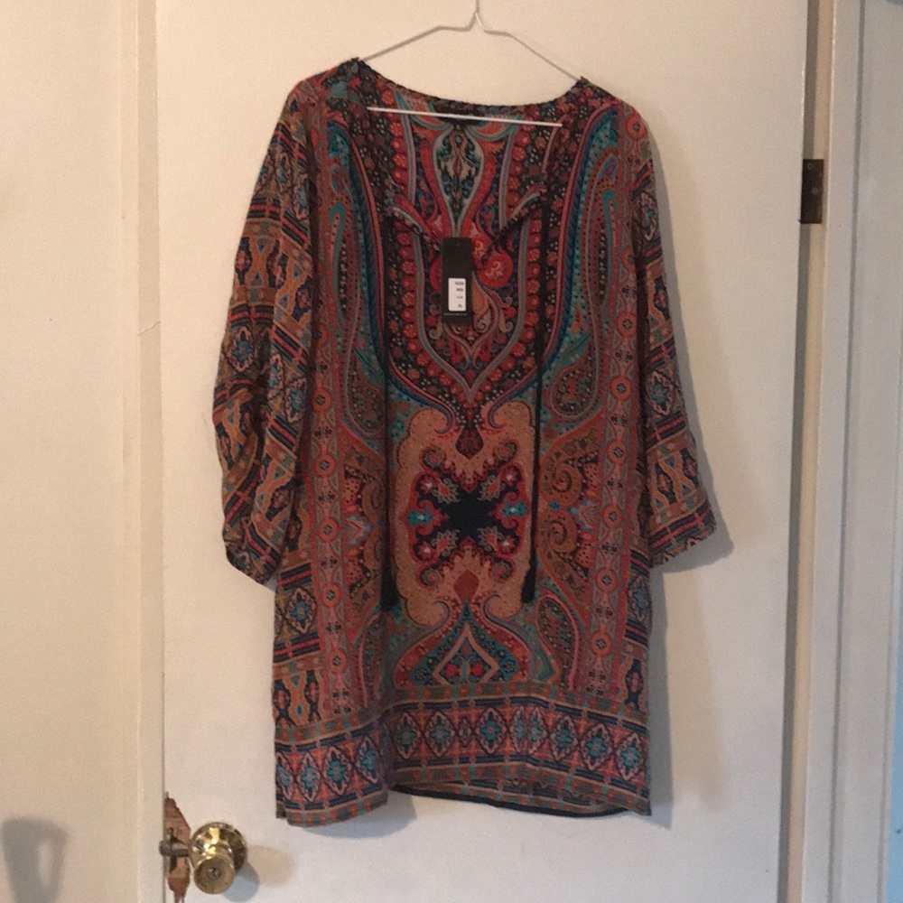 Tolani multi color printed dress 100% silk